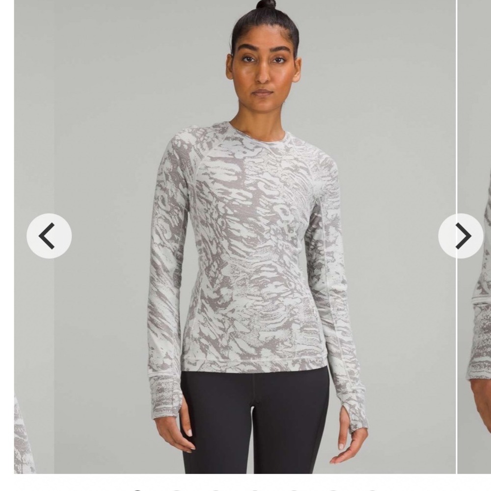 Lululemon Its Rulu Run Long Sleeve Jacquard Vapor Gull Grey Womens 12